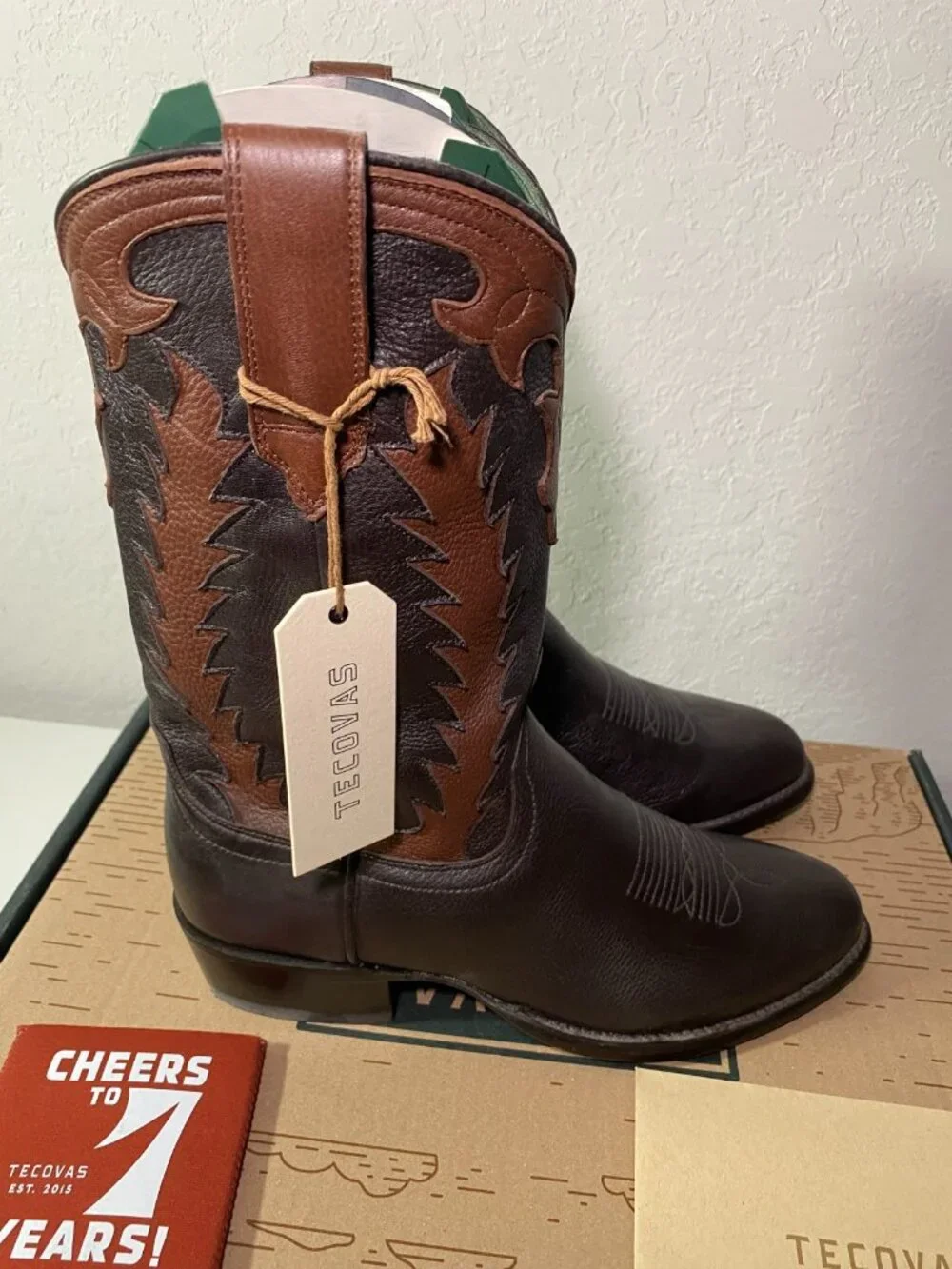 Tecovas Birthday Boot VII Limited Ed. Western Cowboy Boots Dark Chocolate Deer - Picture 3 of 16
